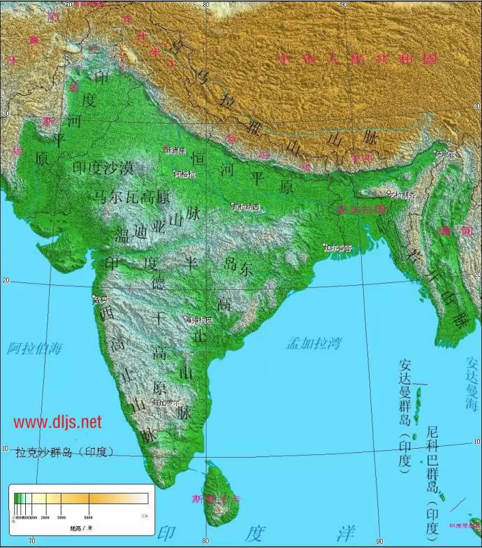 印度地形图 - 世界地图全图 - 地理教师网