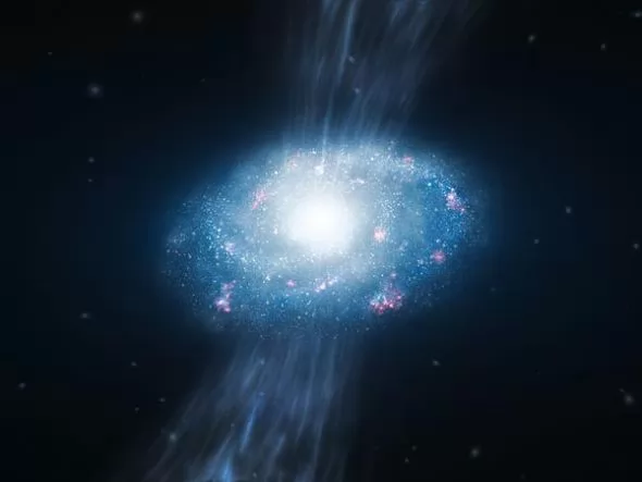 恒星形成区吸入气体流(图片提供:L. Calçada, ESO) 恒星形成区吸入气体流(图片提供:L. Calçada, ESO)