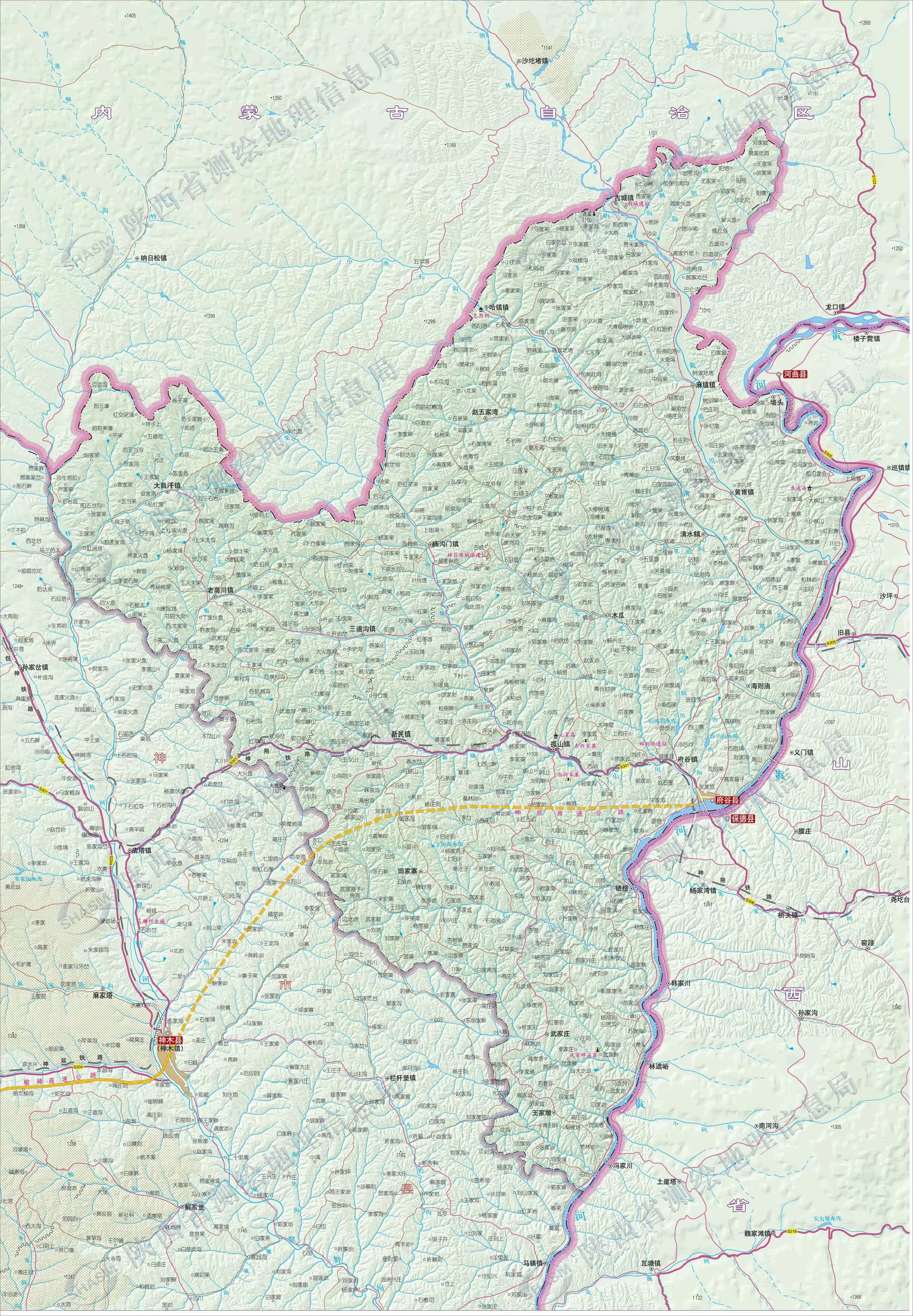 榆林市府谷县地图 - 中国地图全图 - 地理教师网