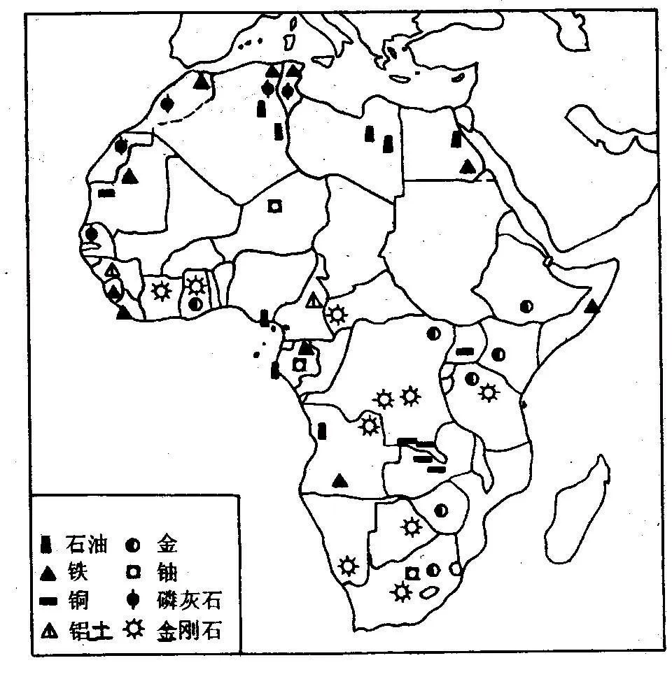 非洲矿产分布空白地图