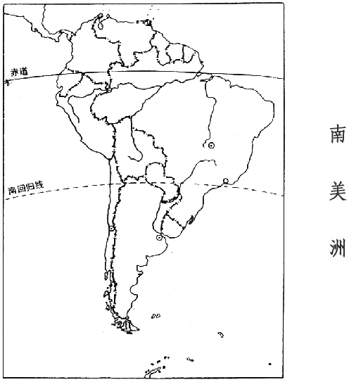 南美洲空白地图 - 中学空白地图 - 地理教师网