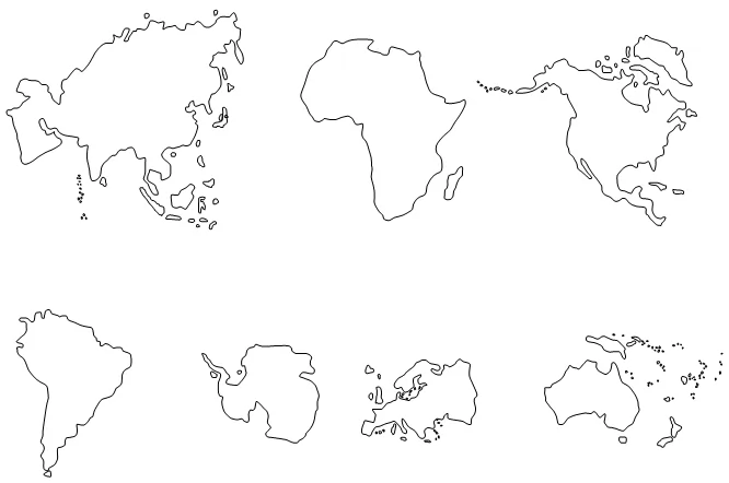 七大洲轮廓空白地图 - 世界地图全图 - 地理教师网