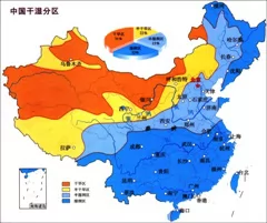 中国干湿分区示意图