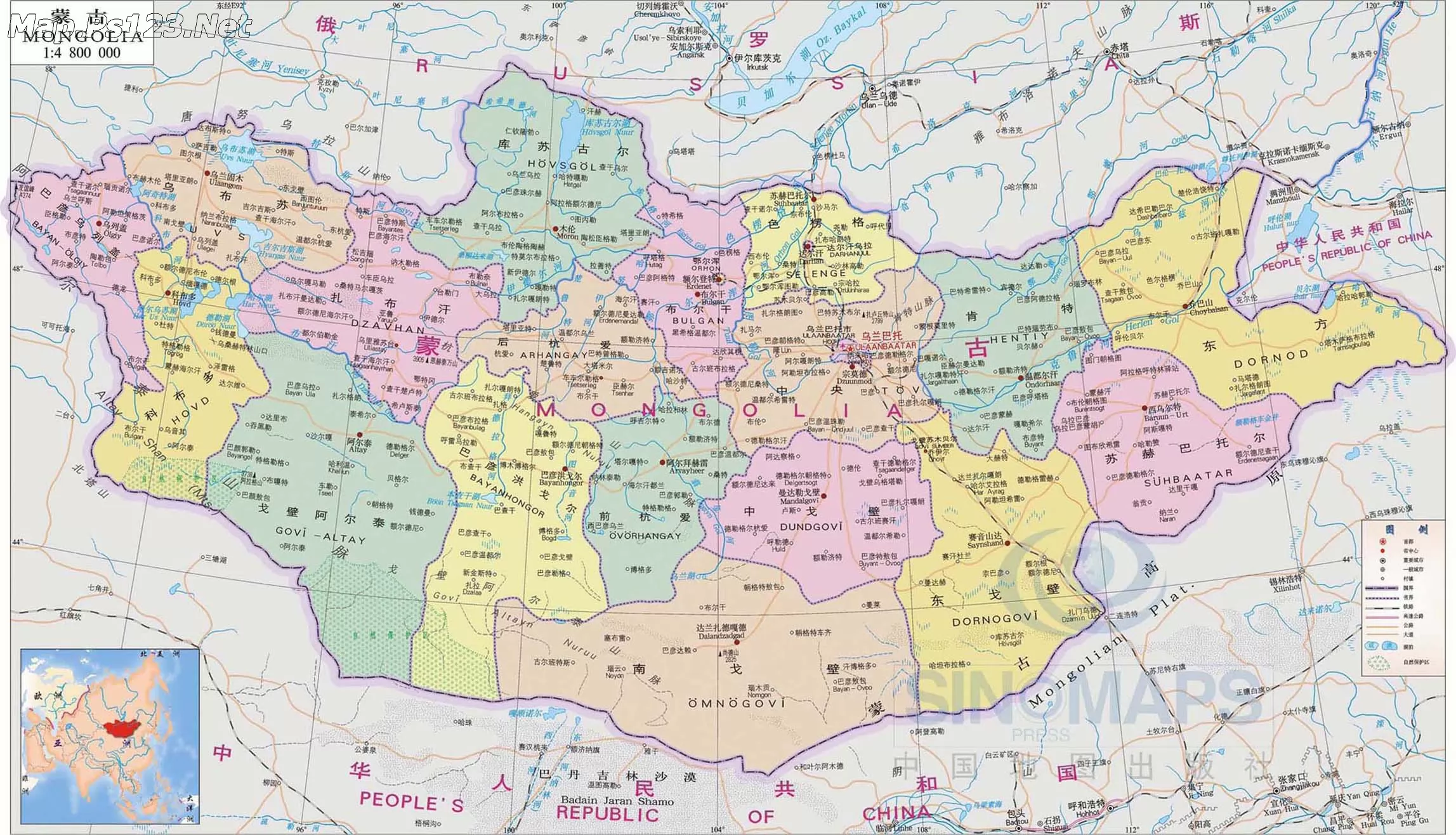 蒙古地图地形版_蒙古地图查询