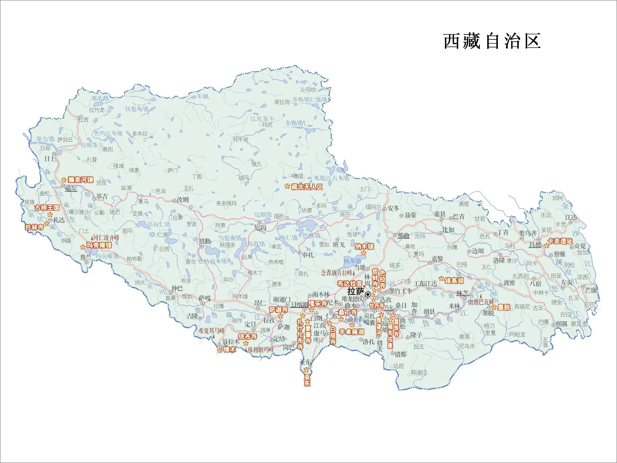 西藏自治区政区地图