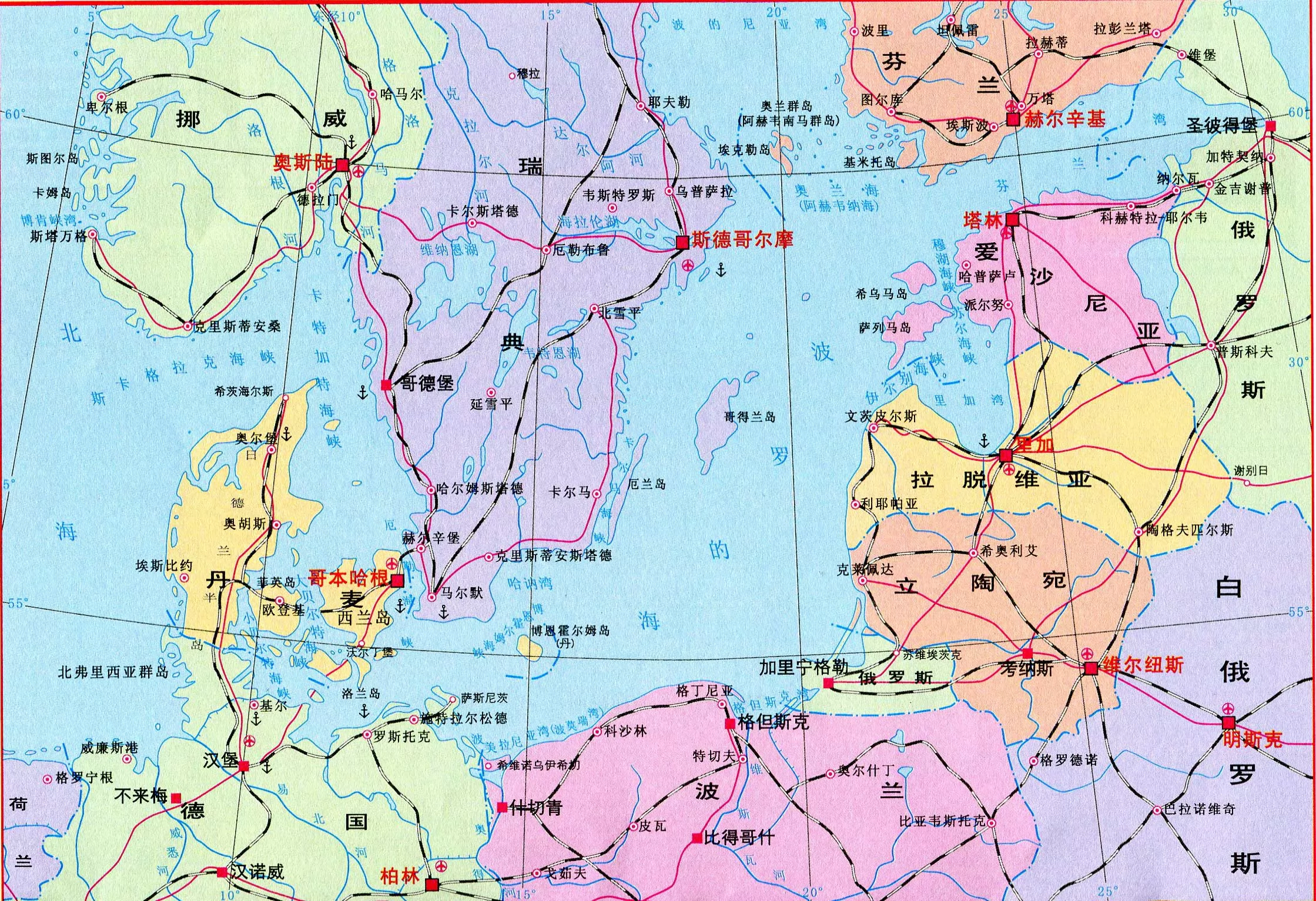欧洲波罗的海地图中文版