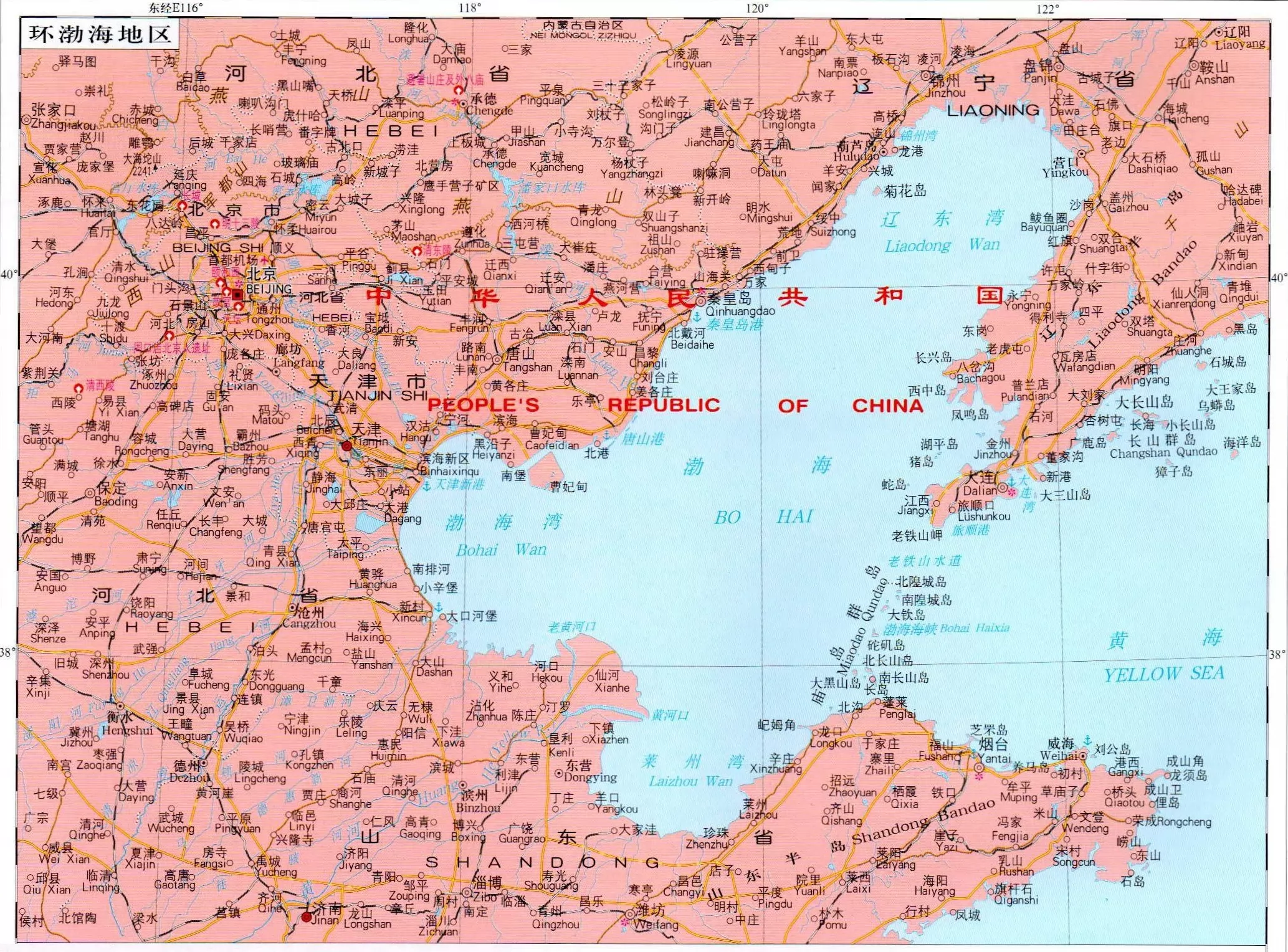 环渤海地区地图