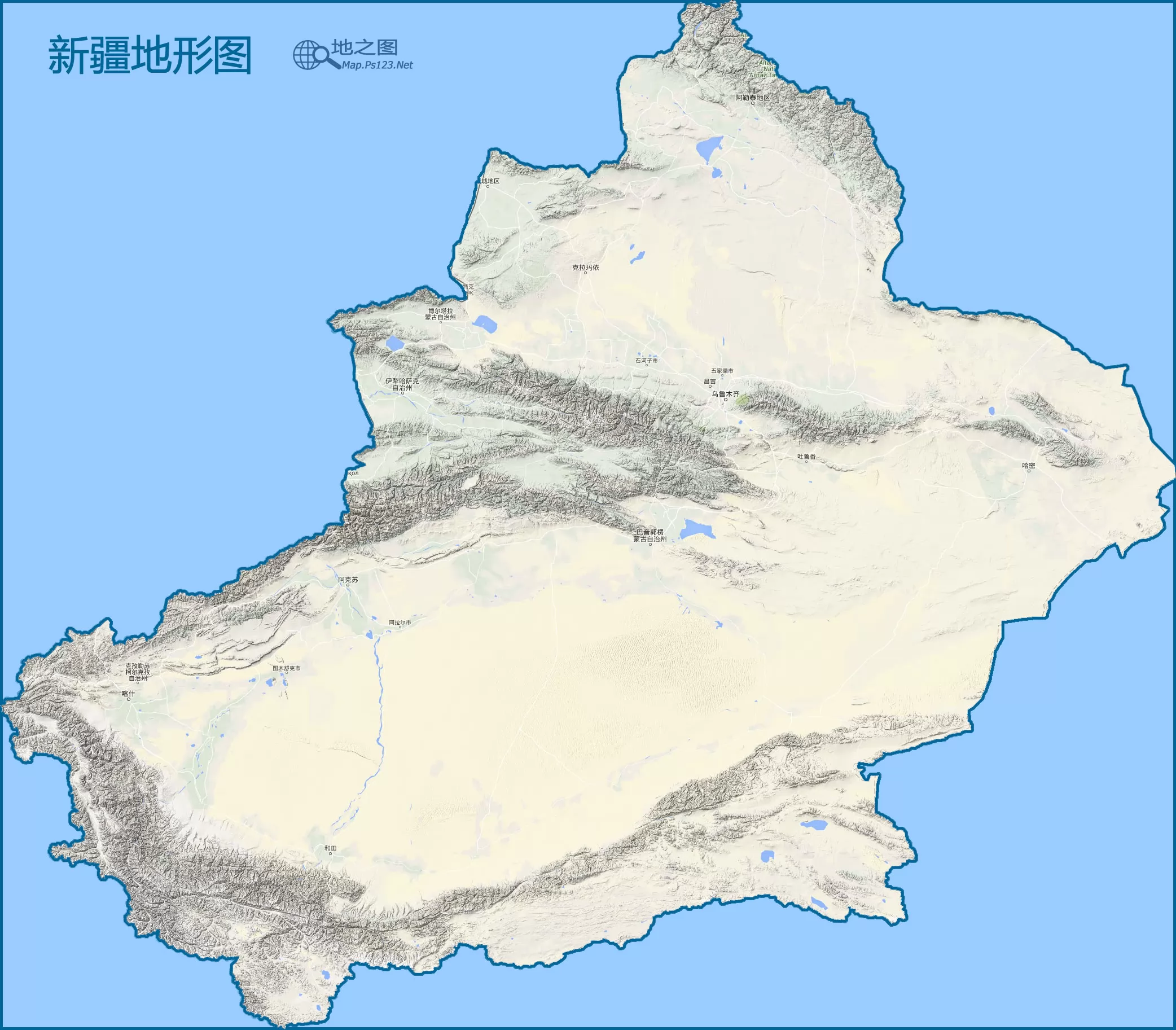 新疆卫星地图-地形图片