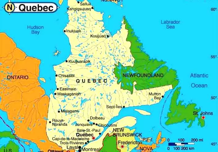 魁北克省地图