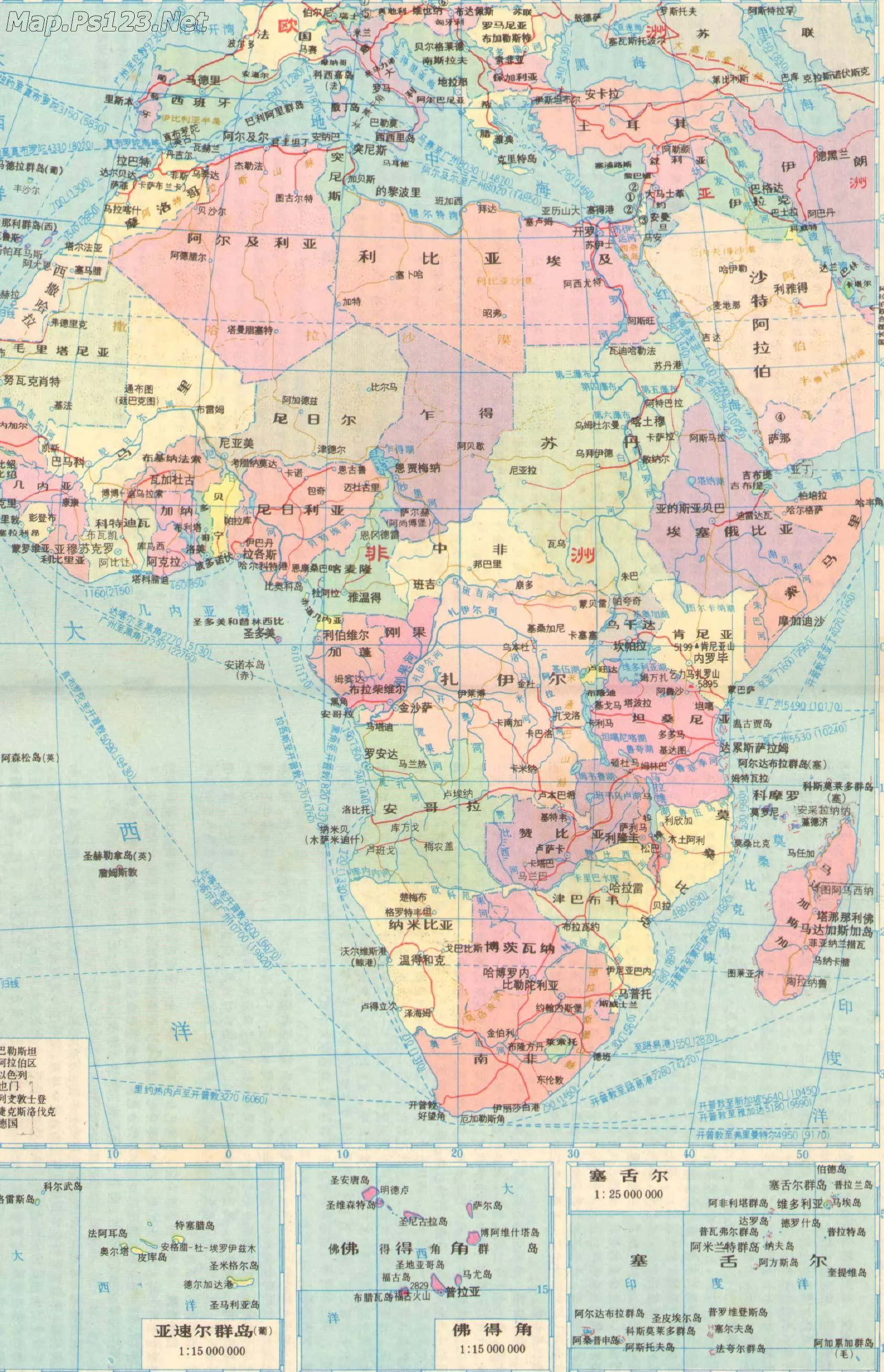 非洲地图中文版全图