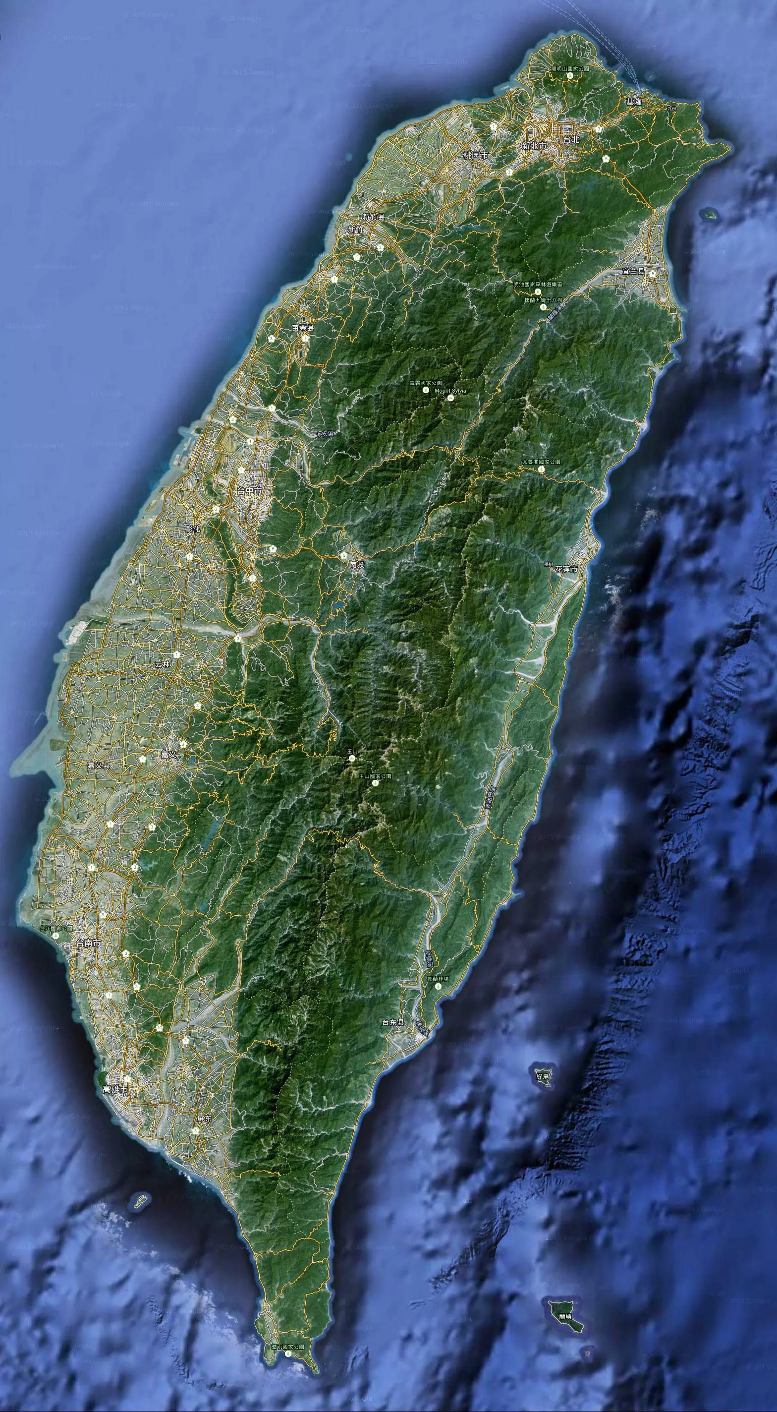 台湾卫星地图带海底地形