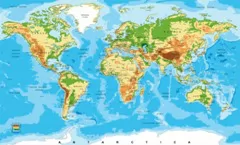  世界地形图英文版 