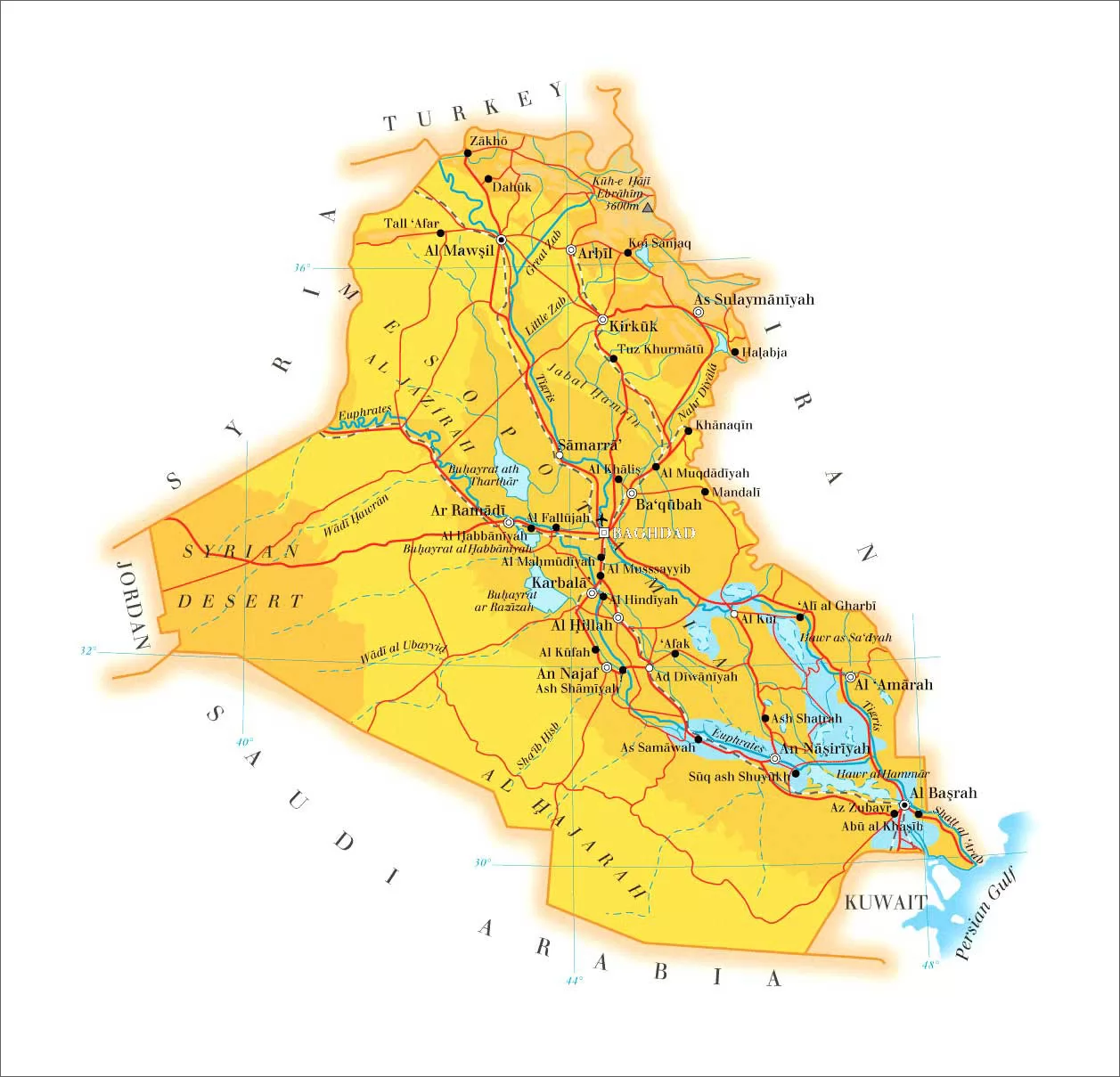 伊拉克地图-伊拉克城市地图(西亚-亚洲)