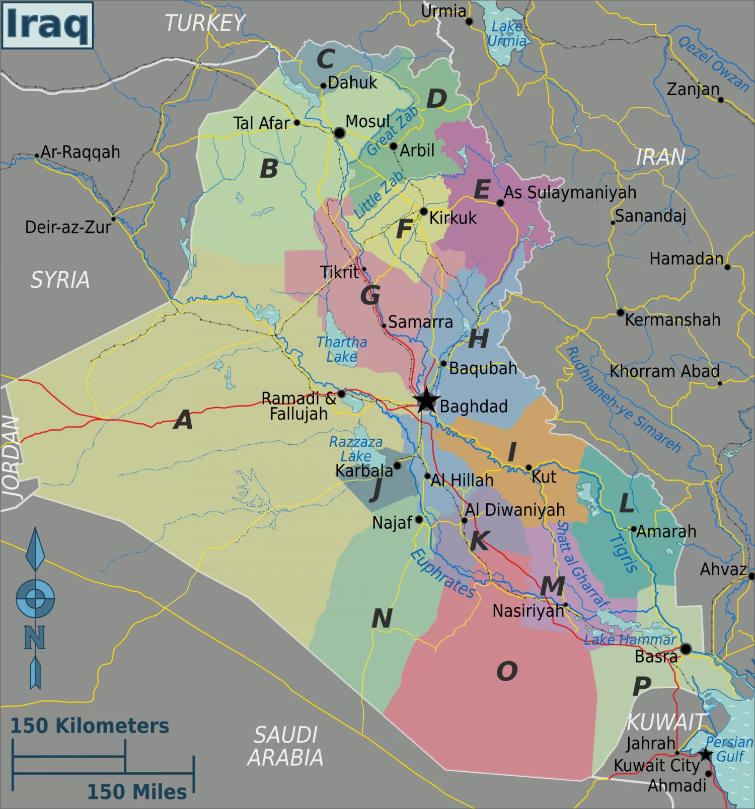 伊拉克地图英文版 - 伊拉克地图 - 地理教师网