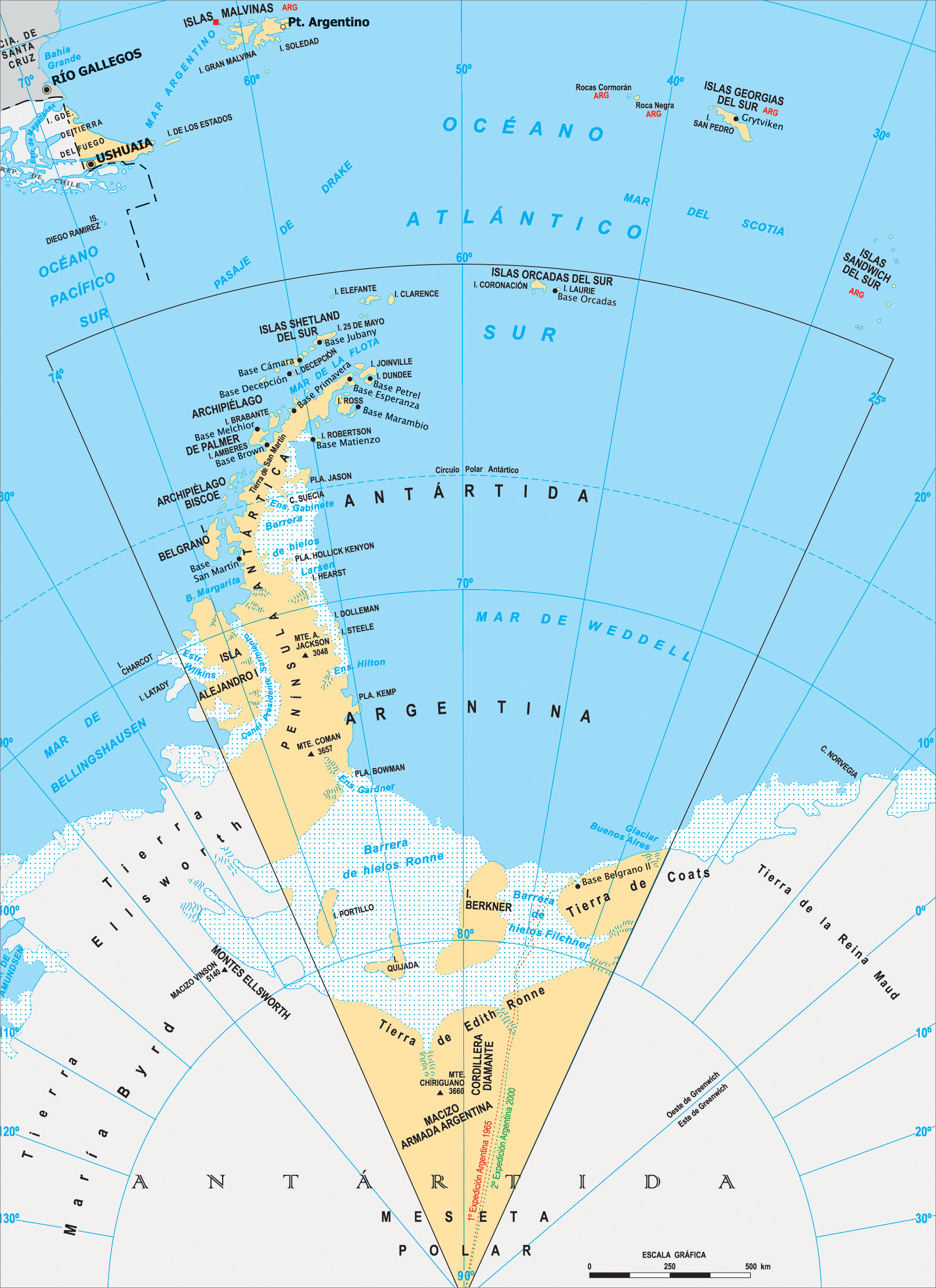 火地岛和南大西洋地图 - 阿根廷地图 - 地理教师网
