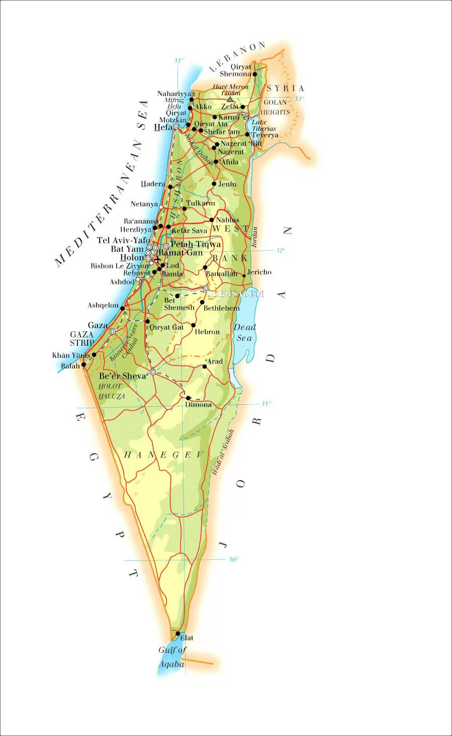 以色列地图英文版