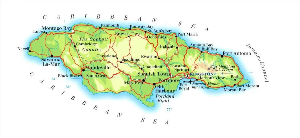 牙买加地图英文版