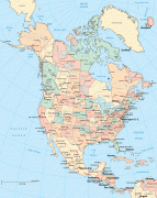 北美洲地图英文版