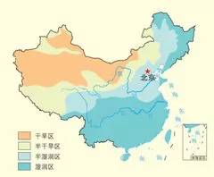 高清中国干湿地区分布示意图