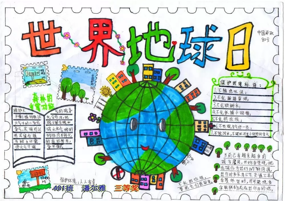 世界地球日集邮手抄报(20)