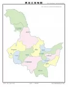 黑龙江省市级轮廓彩版地图