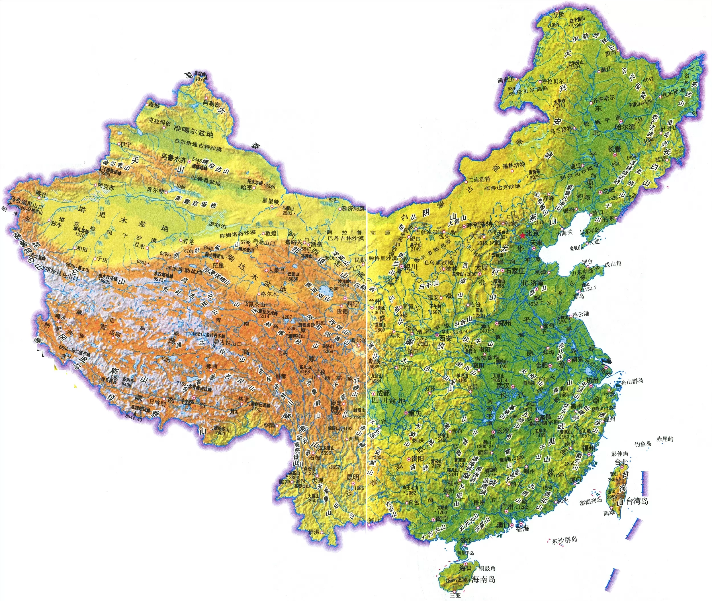 中国地形图高清版 - 中国地图全图 - 地理教师网