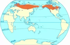 亚寒带针叶林气候在全球的分布