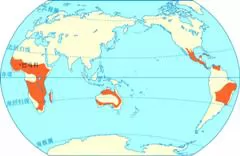 热带草原气候在全球的分布