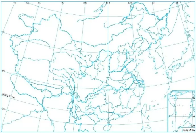 中国地图空白底图-1:50000000
