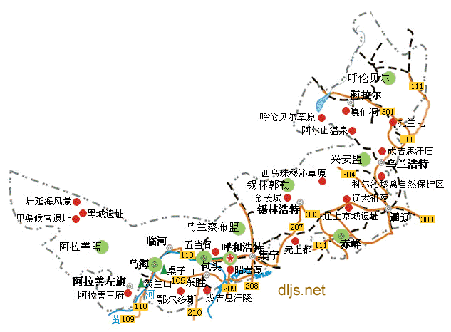 红旗河内蒙古路线图图片