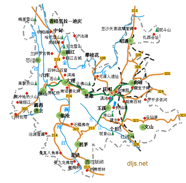 云南景点分布示意图图片