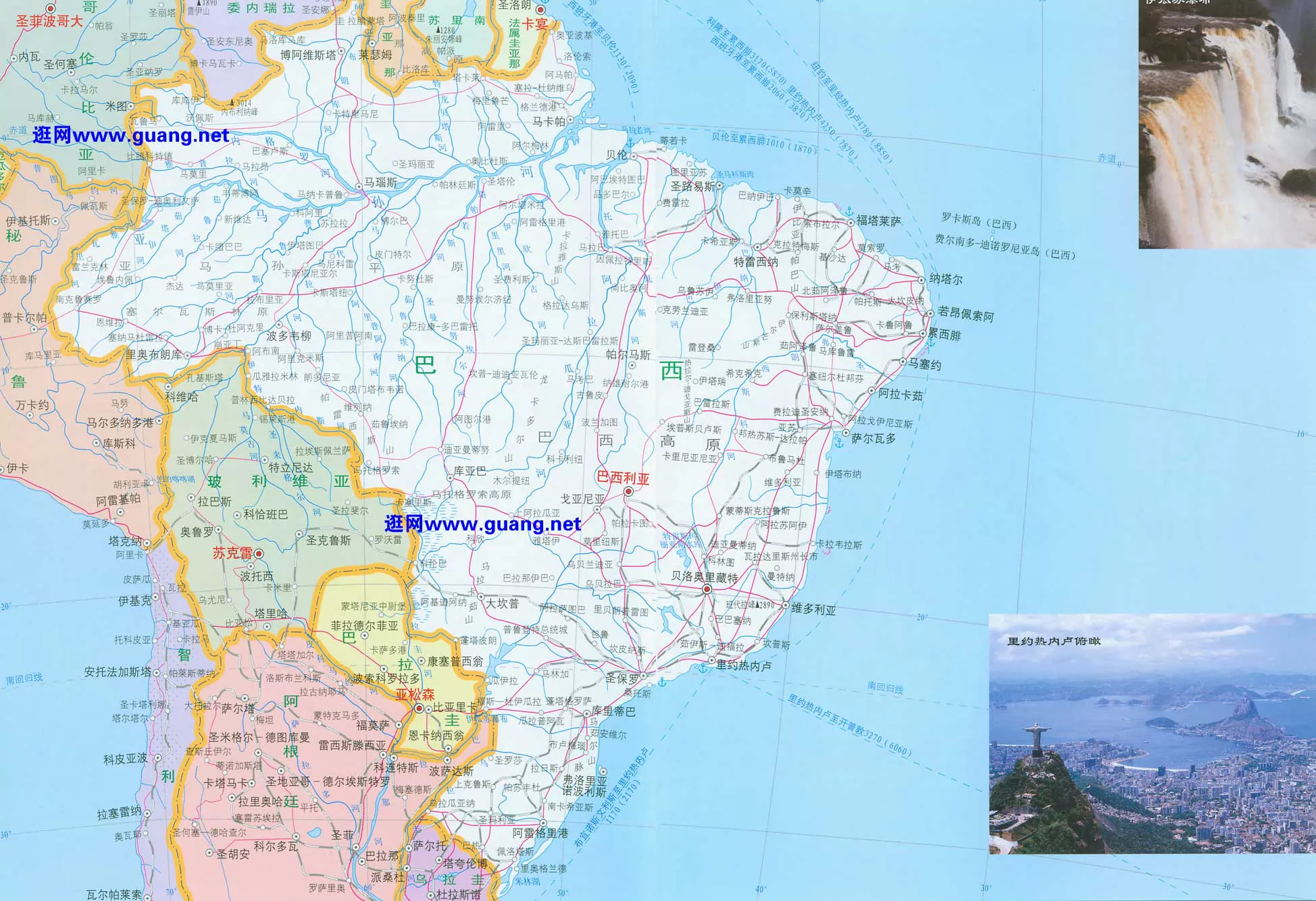 巴西地图_巴西地图中文版全图_地图窝