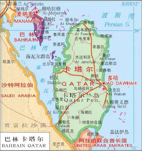 卡塔尔地图上的位置图片