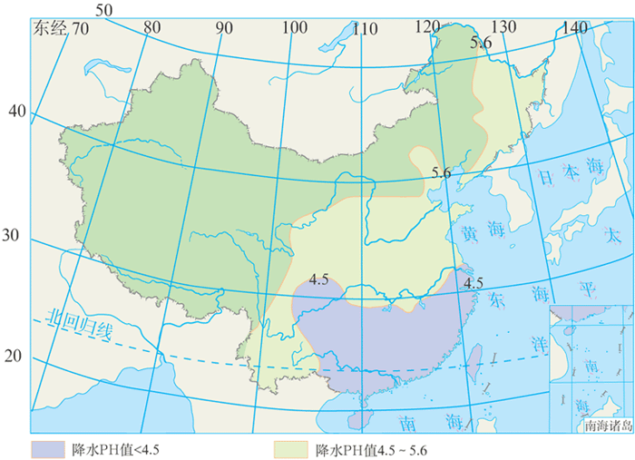 中国酸雨分布图