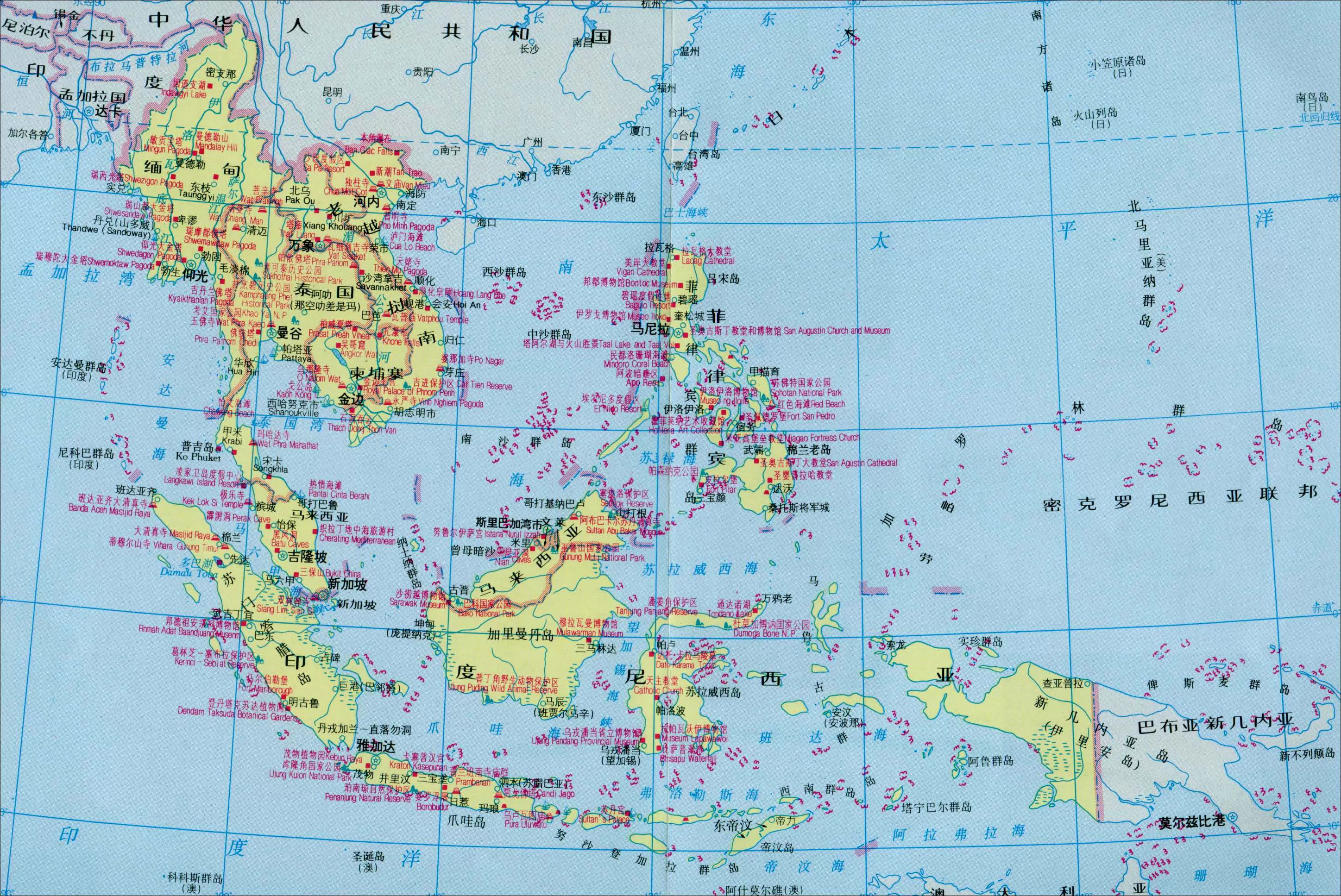 东南亚地图 - 世界地理地图 - 地理教师网