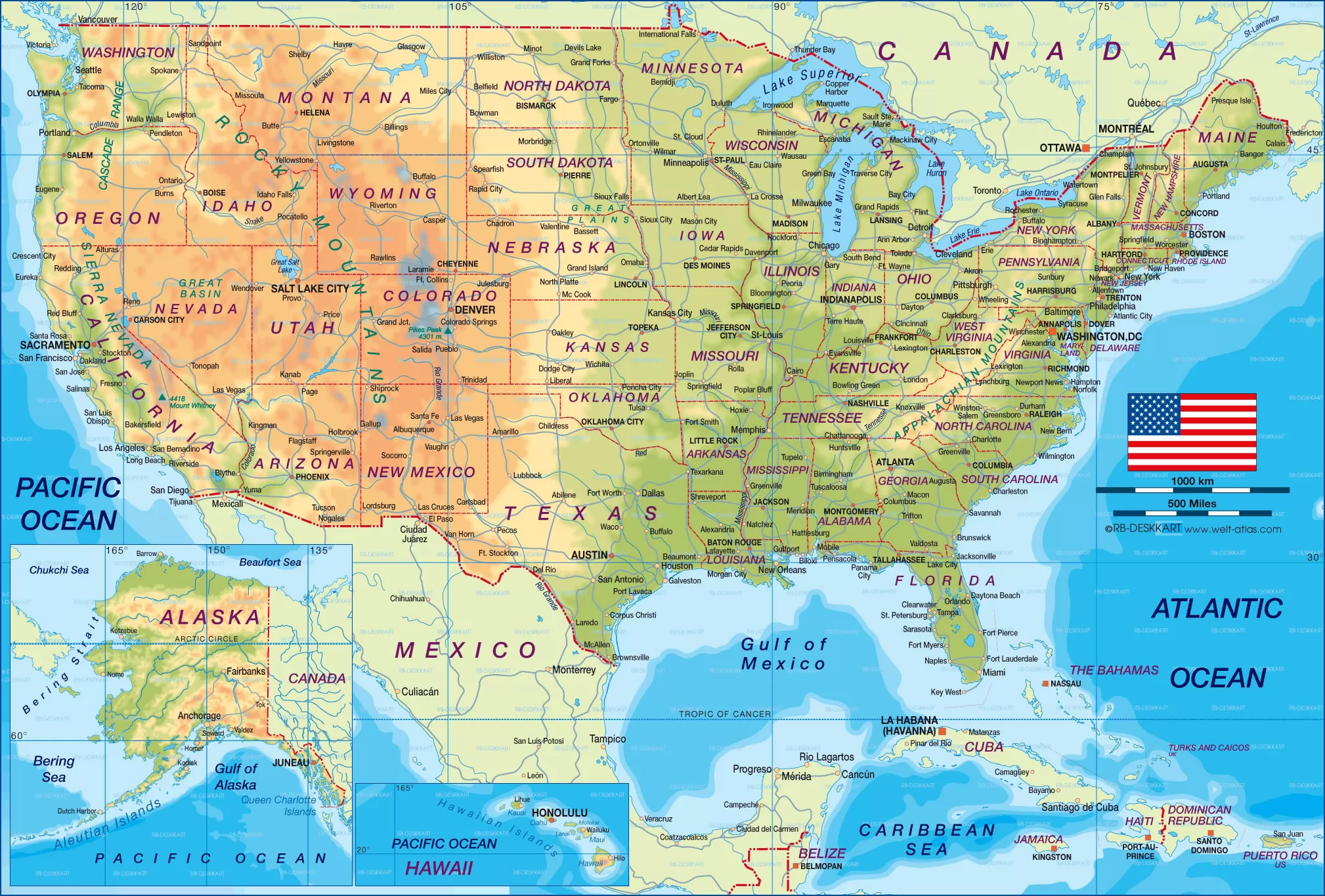 美国地图英文版简图图片