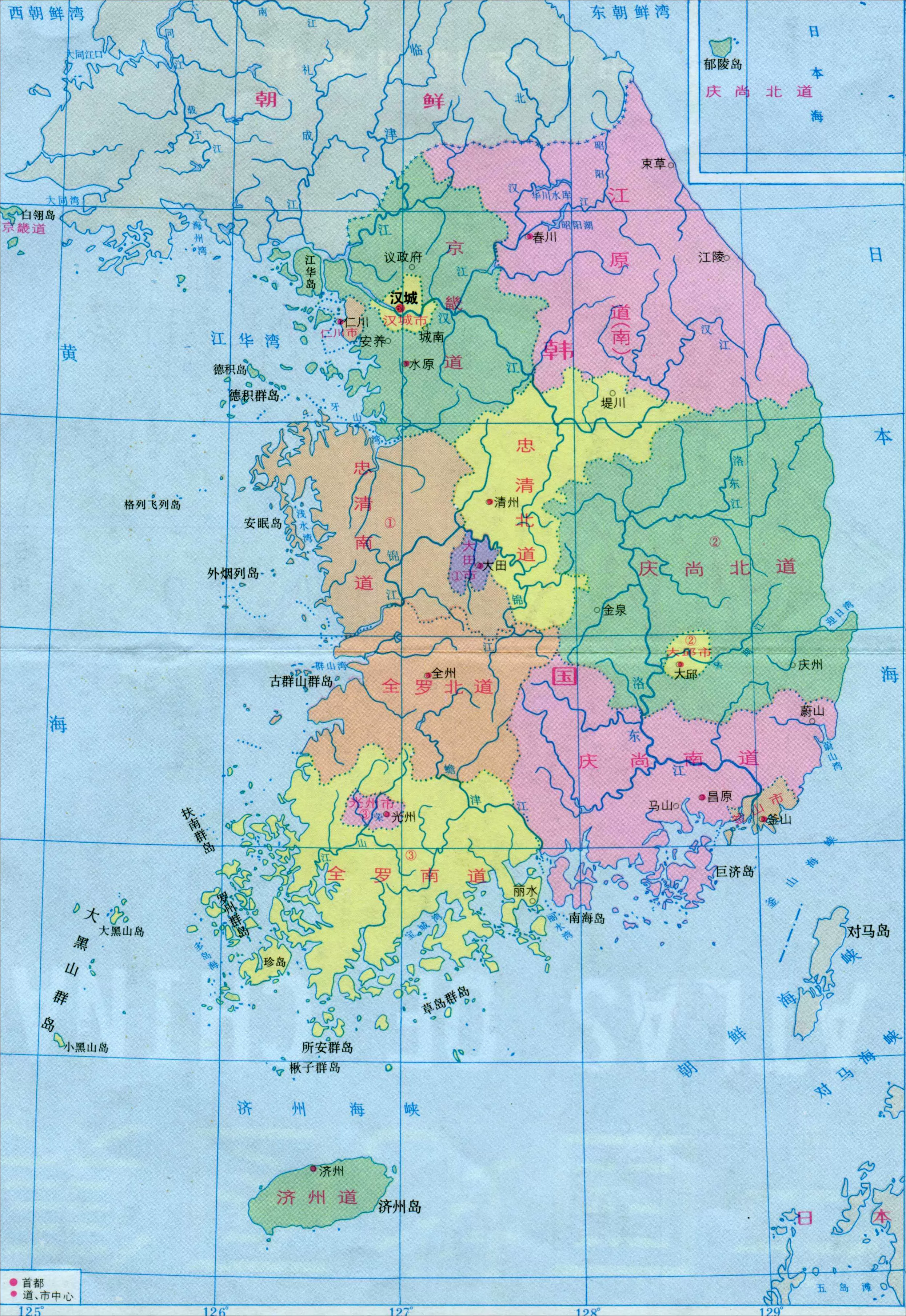 韩国地图中文版全图 - 韩国地图 - 地理教师网