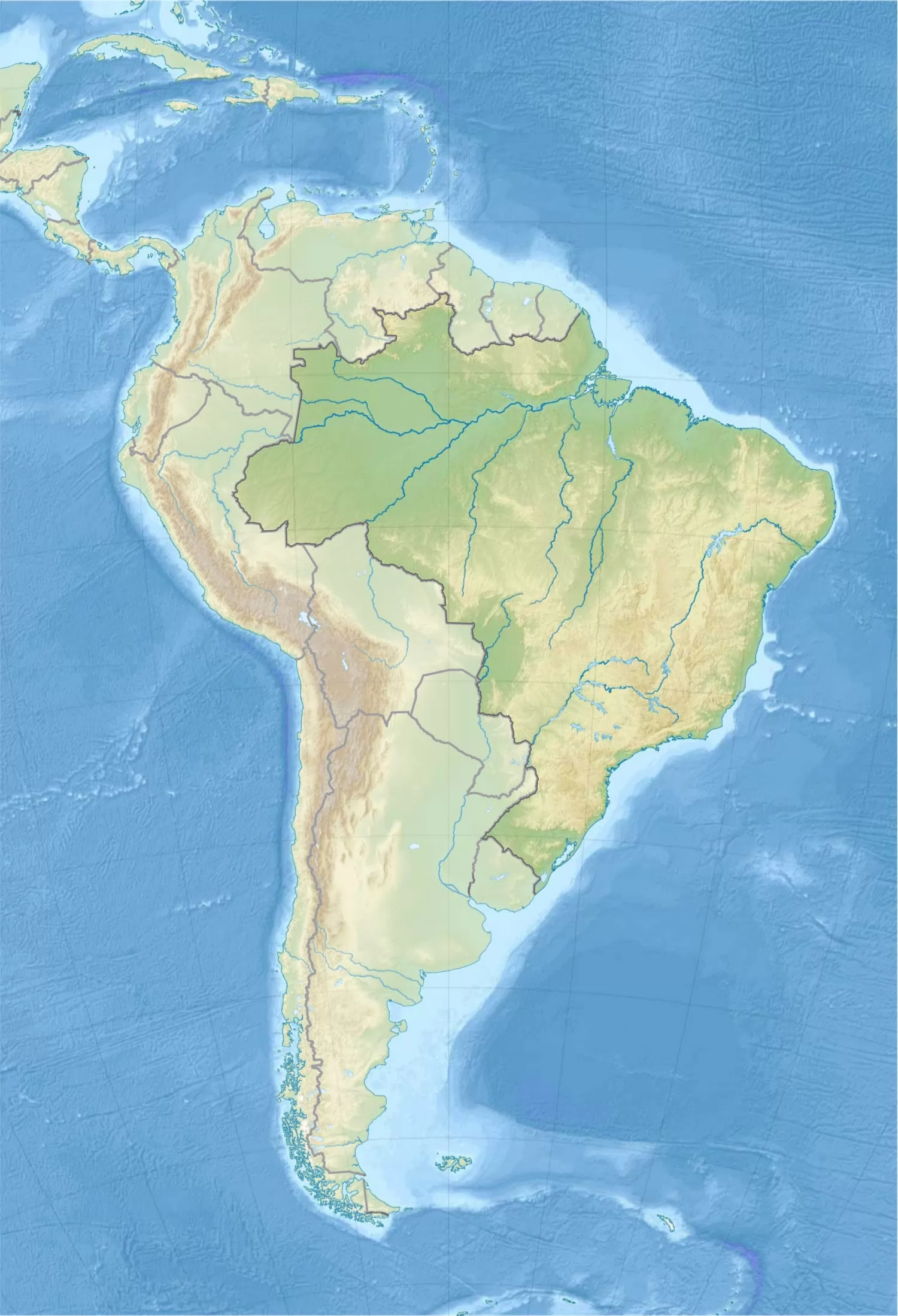 Physical Map Of Brazil