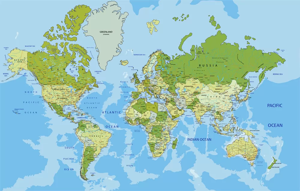 世界行政地图简图图片