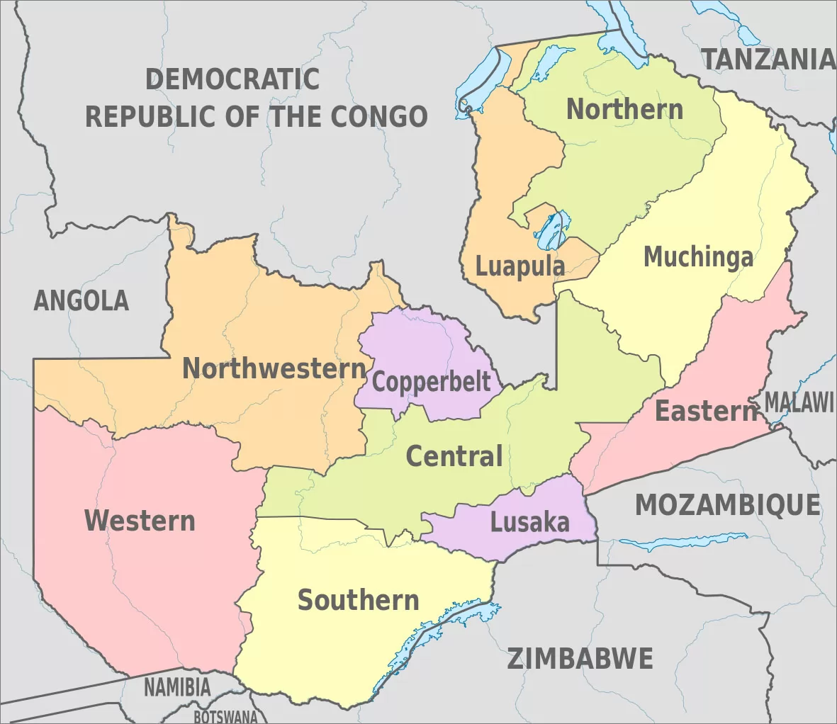 赞比亚地图|华译网翻译公司提供专业翻译服务