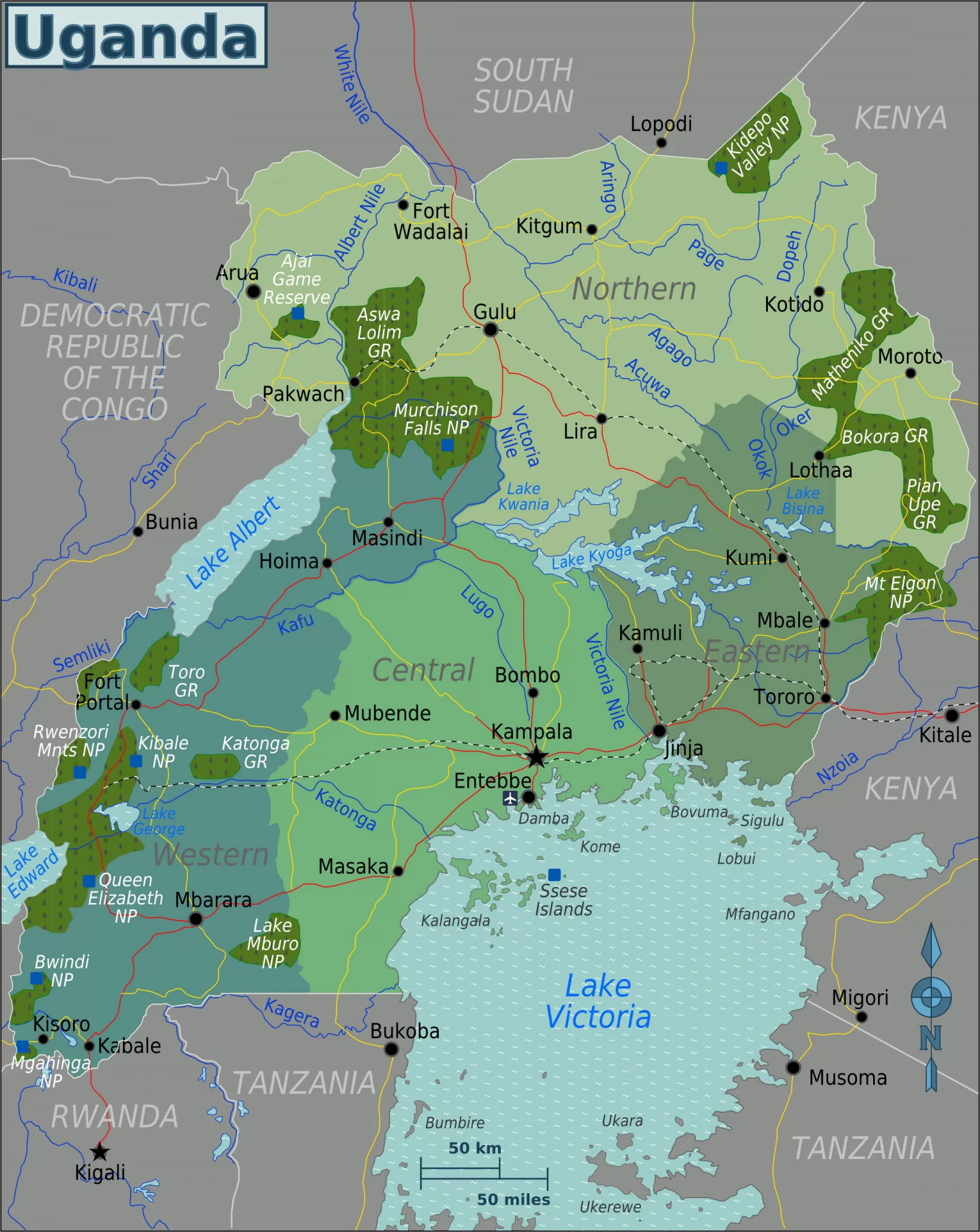 乌干达政区图 - 乌干达地图 - 地理教师网