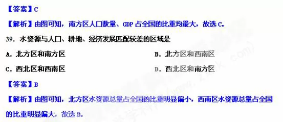 中国地理分区,高考地理试题